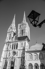Fototapeta premium Zagreb cathedral in black and white
