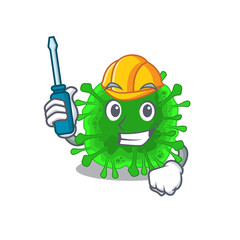 Smart automotive minunacovirus presented in cartoon character design