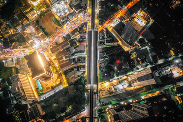 Bangkok Aerial view, above Sukhumvit and Thonglor district in Thailand