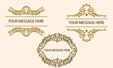 Elegant luxury vintage gold floral frame set, vector 
