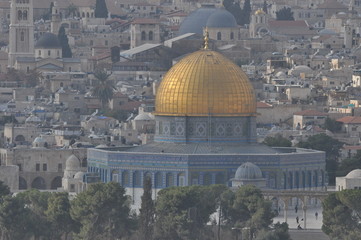  Dome of the Rock. Omar's Mosque. Muslim temple in the ancient city of Jerusalem in Israel. Place of prayer of the followers of Muhammad.