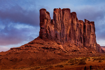 Rugged rock formation in Monument Valley