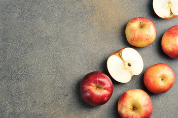 whole and cut apples with space for text