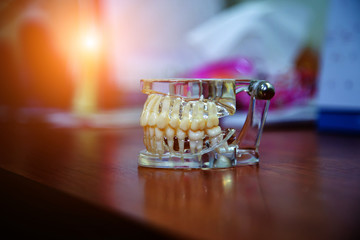 Modern dental practice. Dental chair and other accessories used by dentists