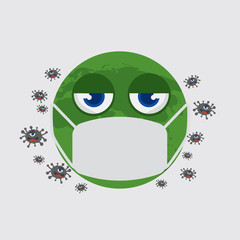 World Emoji Wearing a Medical Mask To Prevent The Outbreak Of The Virus Vector Illustration