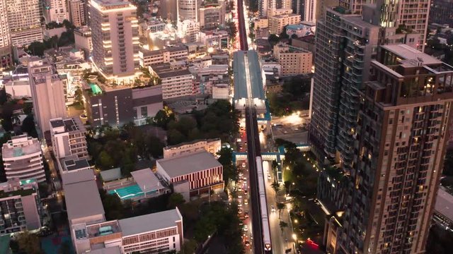Bangkok Aerial view, above Sukhumvit and Thonglor district in Thailand