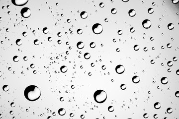 white isolated background water drops on the glass / wet window glass with splashes and drops of water and lime, texture autumn background