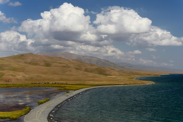Kyrgyzstan, mountains scenery Song Kol lake