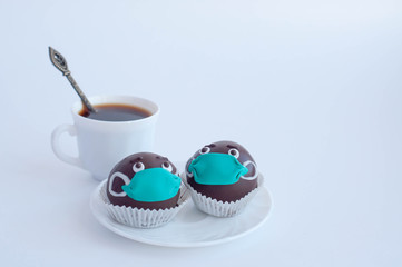cake and coffee on a light background