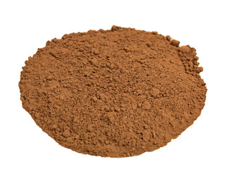 Cocoa powder in a glass plate on a wooden background