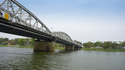 metal bridge over perfume river