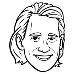 man with long hair and friendly facial expression. comic, avatar.