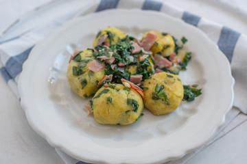 home made wild garlic dumplings