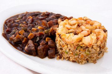 fried rice with shrimp and black bean sauce which is called saeubokk-eumbab in Korea