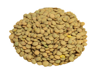 Lentils gray in a glass plate on a wooden background
