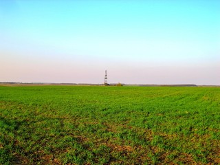 gas production tower standing in the field Kharkov region Ukraine