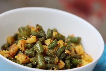 French beans potato dry fry, Indian vegetable