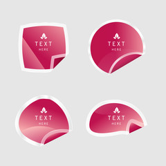 Red ruby premium banner and sticker icon vectors, luxury crystal tag sale for shopping promotion isolated on grey background