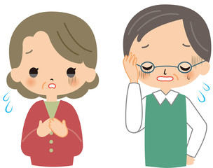 シニア　老夫婦　悩む　考える　困る