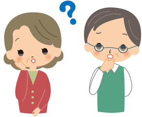 シニア　老夫婦　悩む　考える