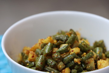 French beans potato dry fry, Indian vegetable