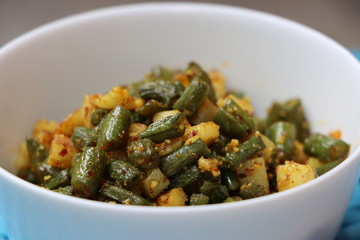 French beans potato dry fry, Indian vegetable