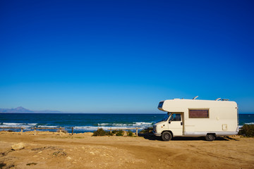 Camper car on beach, camping on nature