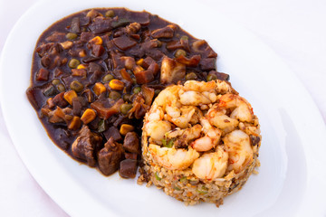 fried rice with shrimp and black bean sauce which is called saeubokk-eumbab in Korea