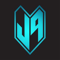 JP Logo monogram with emblem line style isolated on blue gradient colors