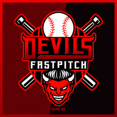 Baseball esport and sport mascot logo design with modern illustration concept style for team, badge, emblem and thirst printing.Baseball illustration sport on dark Red Background. Vector illustration