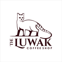simple silhouette of "LUWAK" means civet vector best for premium coffee bar or shop logo design template