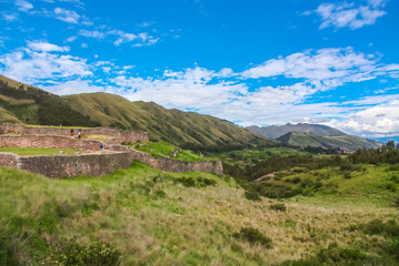 Fototapeta na wymiar Puca Pucara, ruins of ancient Inca fortress in Cusco, Peru