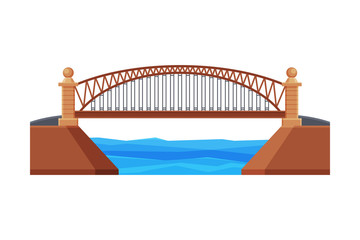 Arched Bridge, Architectural Design Element, Urban Construction Flat Vector Illustration