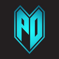 PD Logo monogram with emblem line style isolated on blue gradient colors