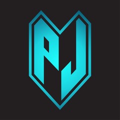 Fototapeta premium PJ Logo monogram with emblem line style isolated on blue gradient colors