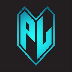 PL Logo monogram with emblem line style isolated on blue gradient colors