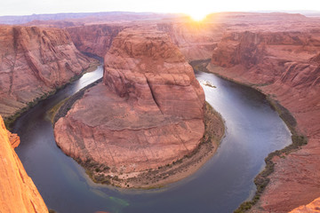 Horseshoe Bend on the Colorado River near Page, beautiful sunset, Arizona, USA