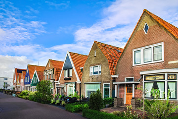 Fototapeta na wymiar Typical Dutch family houses, modern residential architecture in Netherlands, Holland