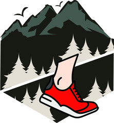 Vintage colored mountain climbing labels vector image