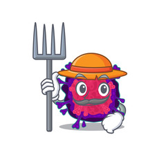 Nyctacovirus in Farmer cartoon character with hat and pitchfork