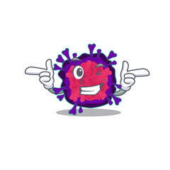 Smiley nyctacovirus cartoon design style showing wink eye