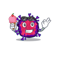 cartoon character of nyctacovirus holding an ice cream