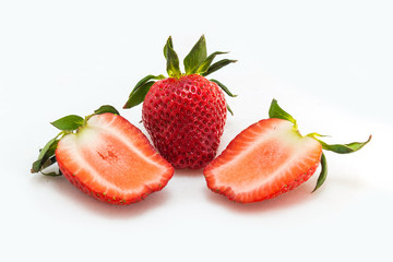 Fresh strawberries on a white background