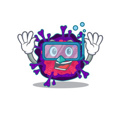 A cartoon picture featuring nyctacovirus wearing Diving glasses