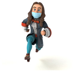 3D illustration of a cartoon character with a mask