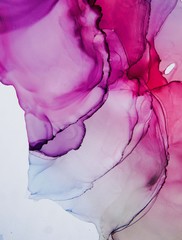 Abstract fluid art in alcohol ink painting technique