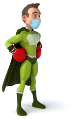 3D illustration of a cartoon character with a mask