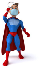 Fototapeta na wymiar 3D illustration of a cartoon character with a mask