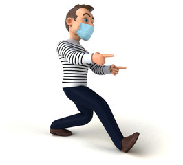 Fototapeta premium 3D illustration of a cartoon character with a mask