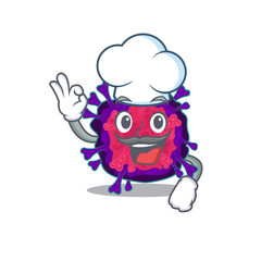 Cute nyctacovirus cartoon character wearing white chef hat
